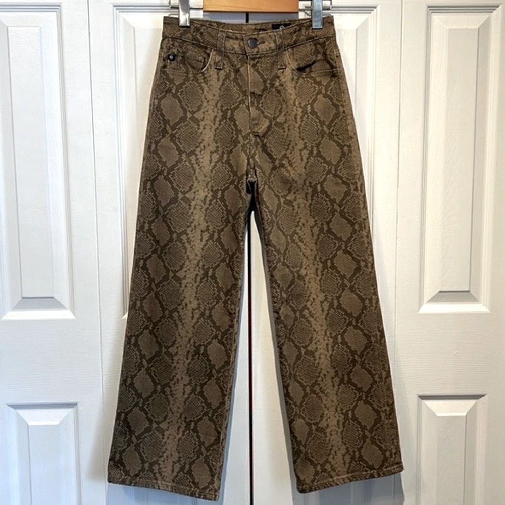 Adriano Goldschmied “Etta” Snake Print High Rise Wide Leg in Sepia Brown Size 25